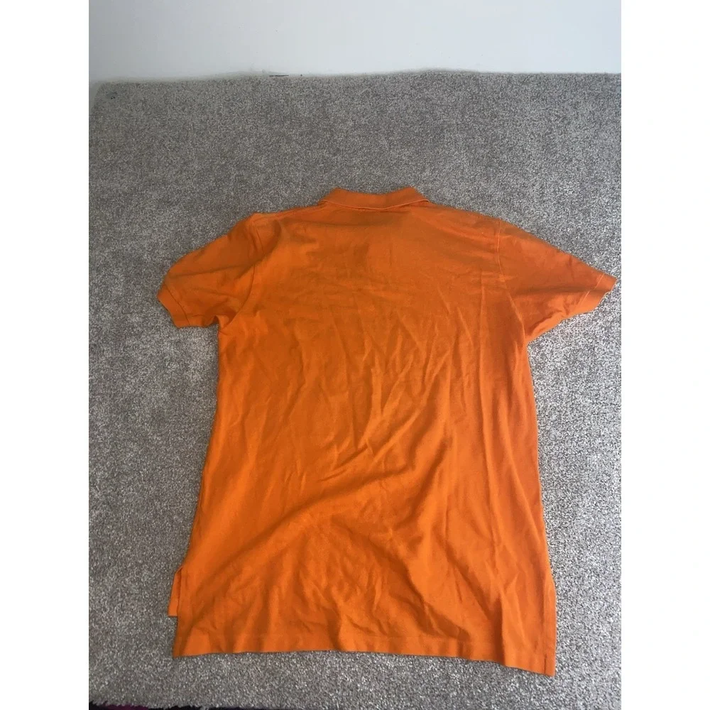 Polo Ralph Lauren Orange‎ Polo Shirt Mens Large Blue Pony Cotton Preppy Work